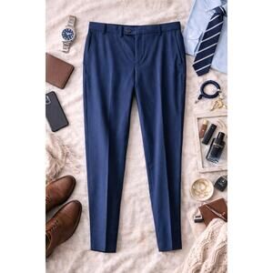 HILTL Men's Piacenza Perfetto High Twist Wool Stretch Pants Navy Blue 54 (38x30)